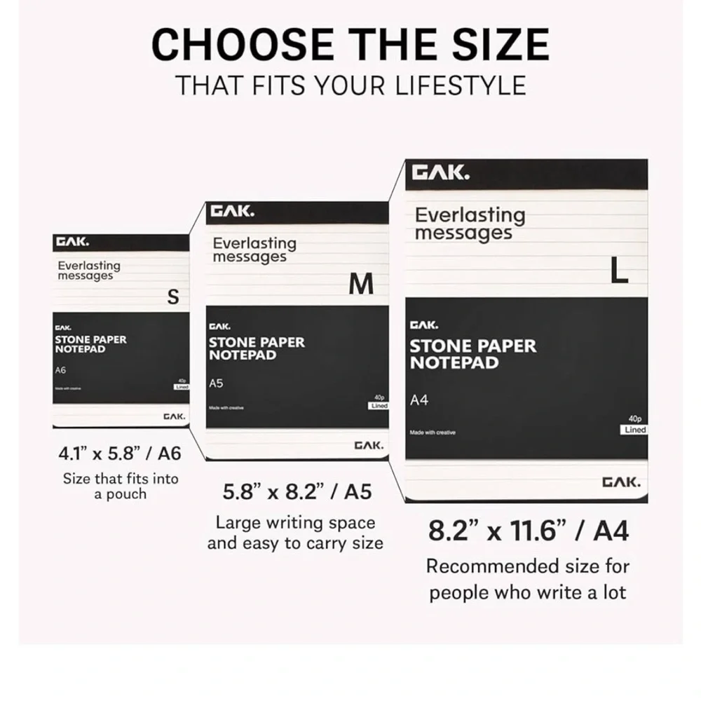 GAK stone paper notepad. Medium